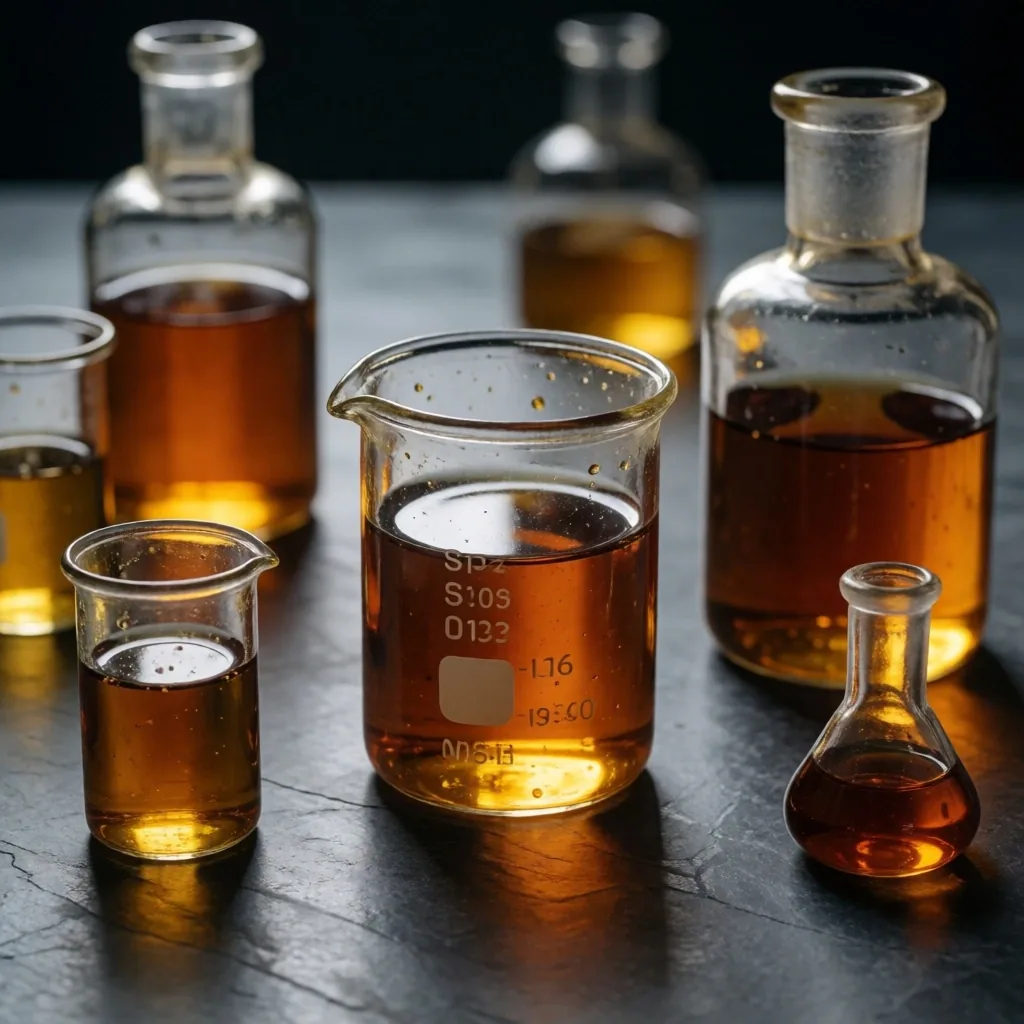 Laboratory glassware holding herbal infusions