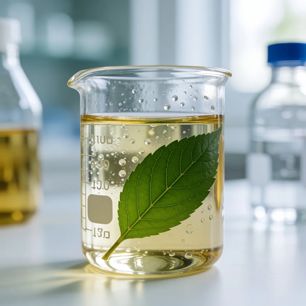 Laboratory glassware with herbal infusion