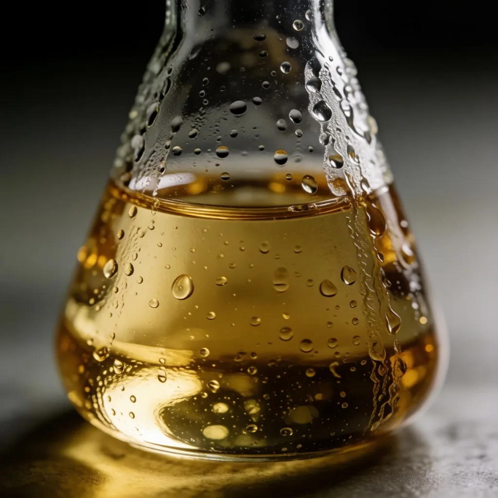 Glass beaker with amber herbal infusion