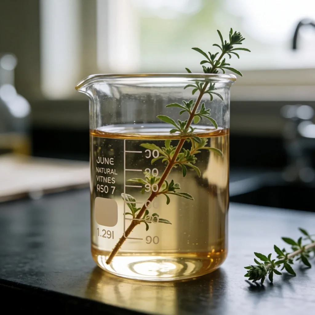 Herbal infusion in glass beaker