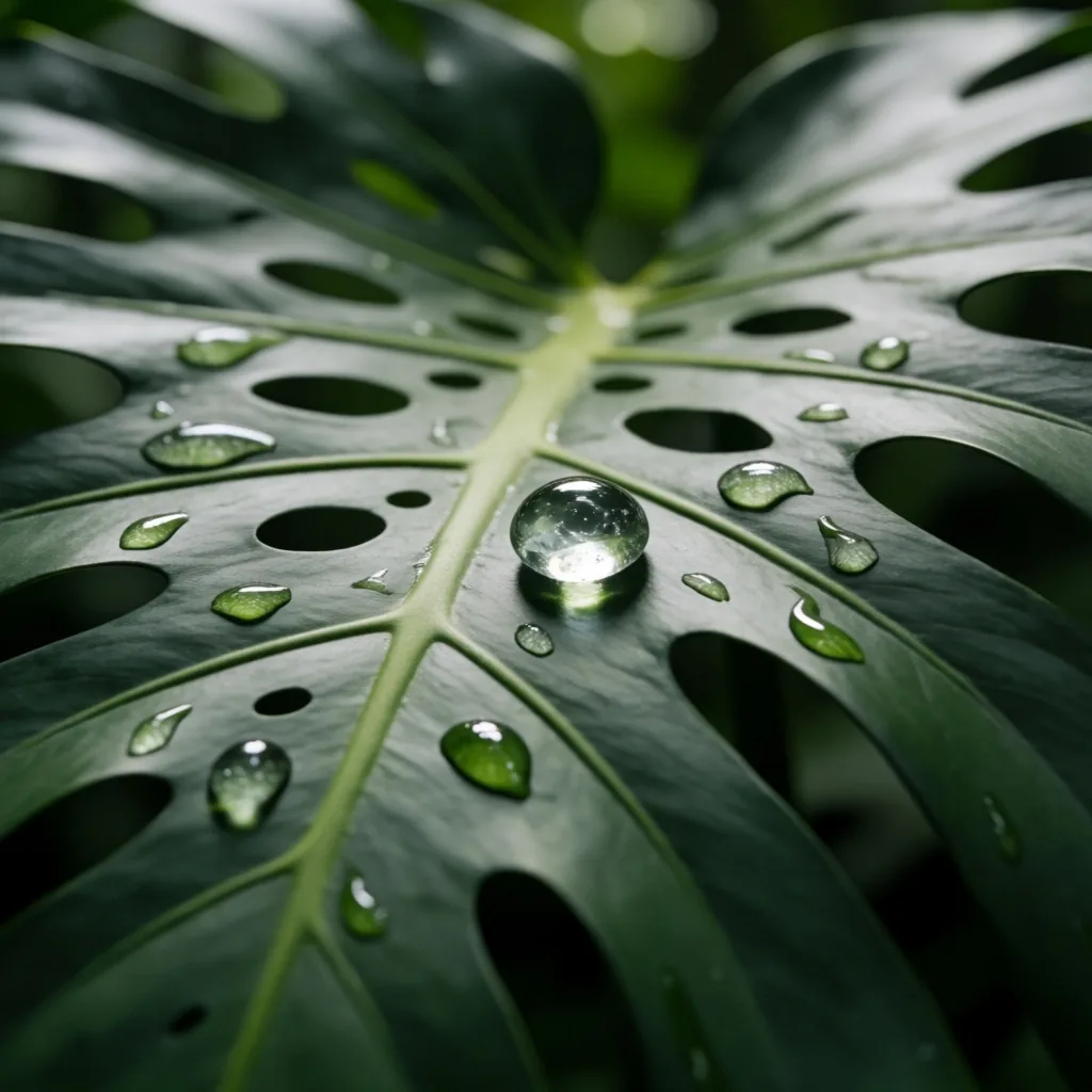 Water droplets on leaf